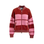 Burned orange and pink striped knitted bomber jacket