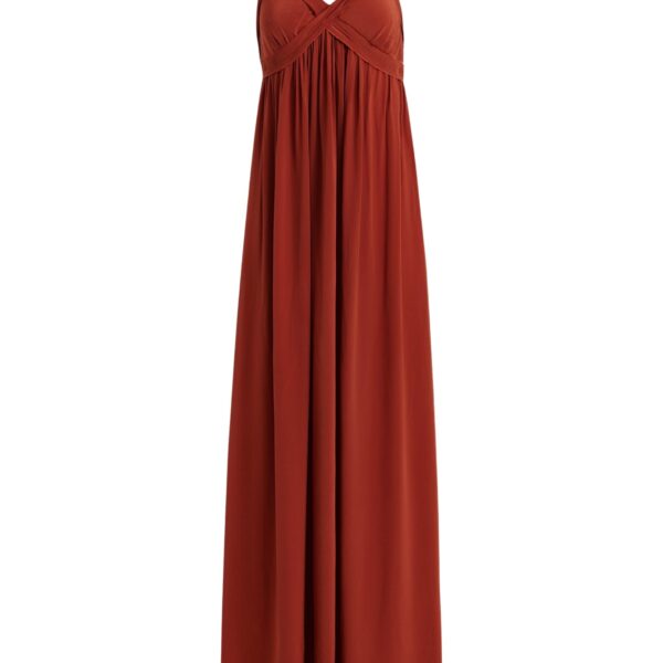 Burned orange babydoll maxi dress with empire waistline