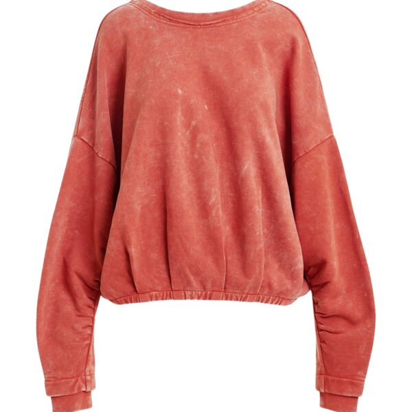 Burned orange cropped cotton sweatshirt with wrapback detail