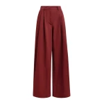 Burned orange pleated wide-leg pants