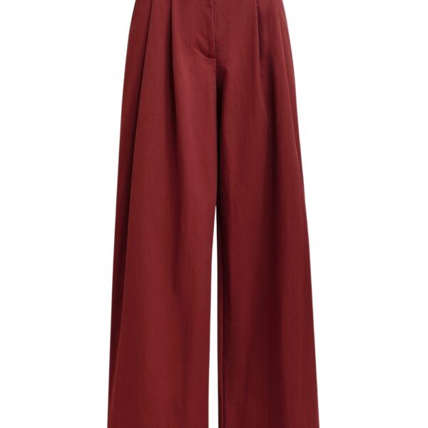 Burned orange pleated wide-leg pants