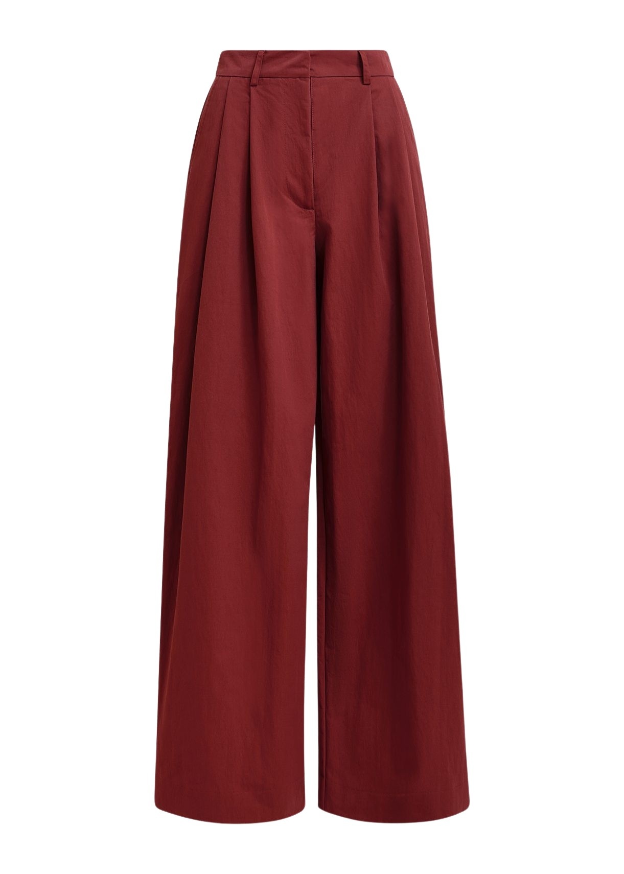 Burned orange pleated wide-leg pants