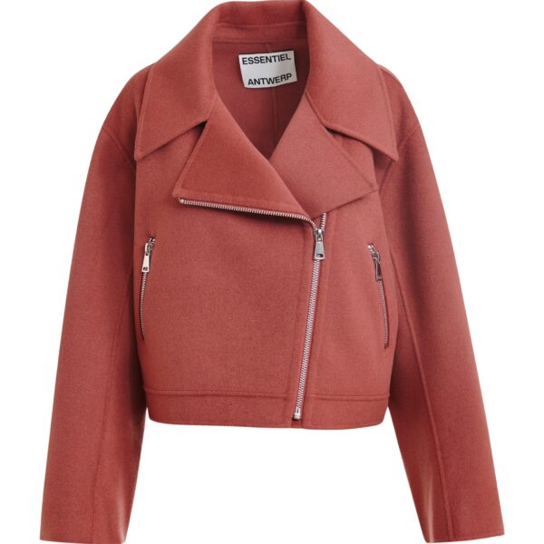 Burned orange wool double-faced jacket