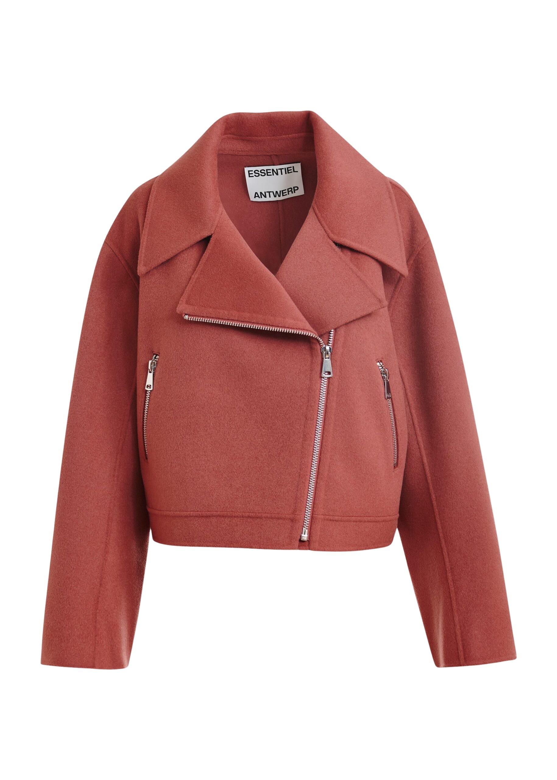 Burned orange wool double-faced jacket