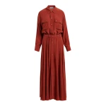 Burned red oversized playsuit with overlay maxi skirt