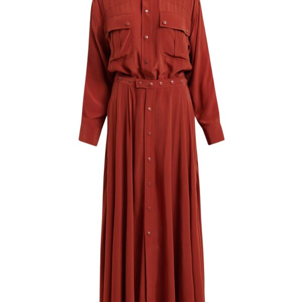 Burned red oversized playsuit with overlay maxi skirt