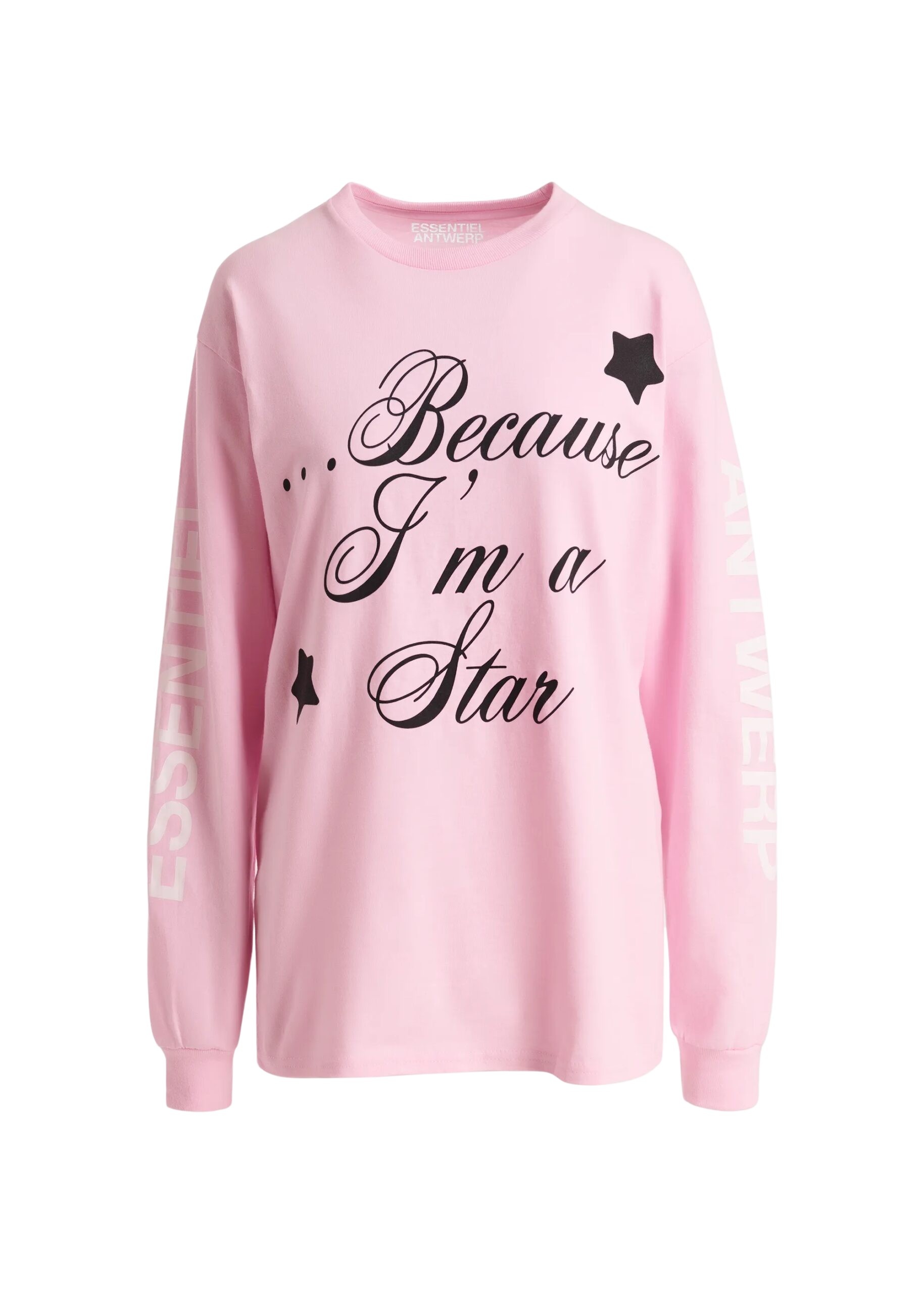 Essentiel Antwerp “Clare, To Be Considered” exclusive merch pink, black and white cotton long-sleeve T-shirt Top