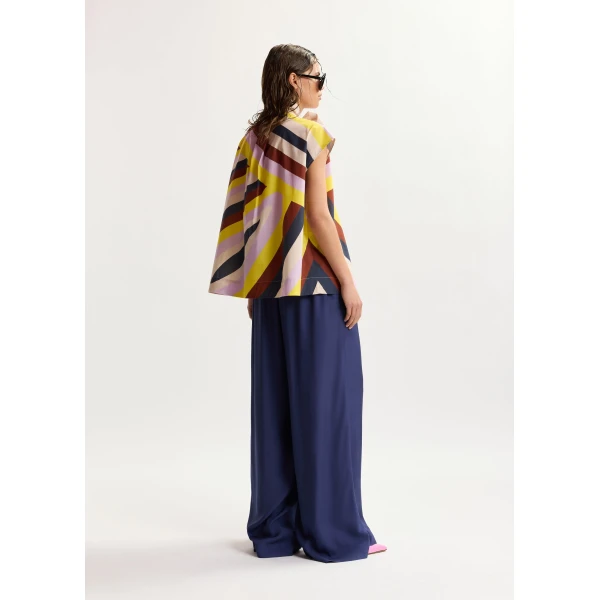 Essentiel Antwerp Dark blue relaxed-fit pants with drawstring, view 4