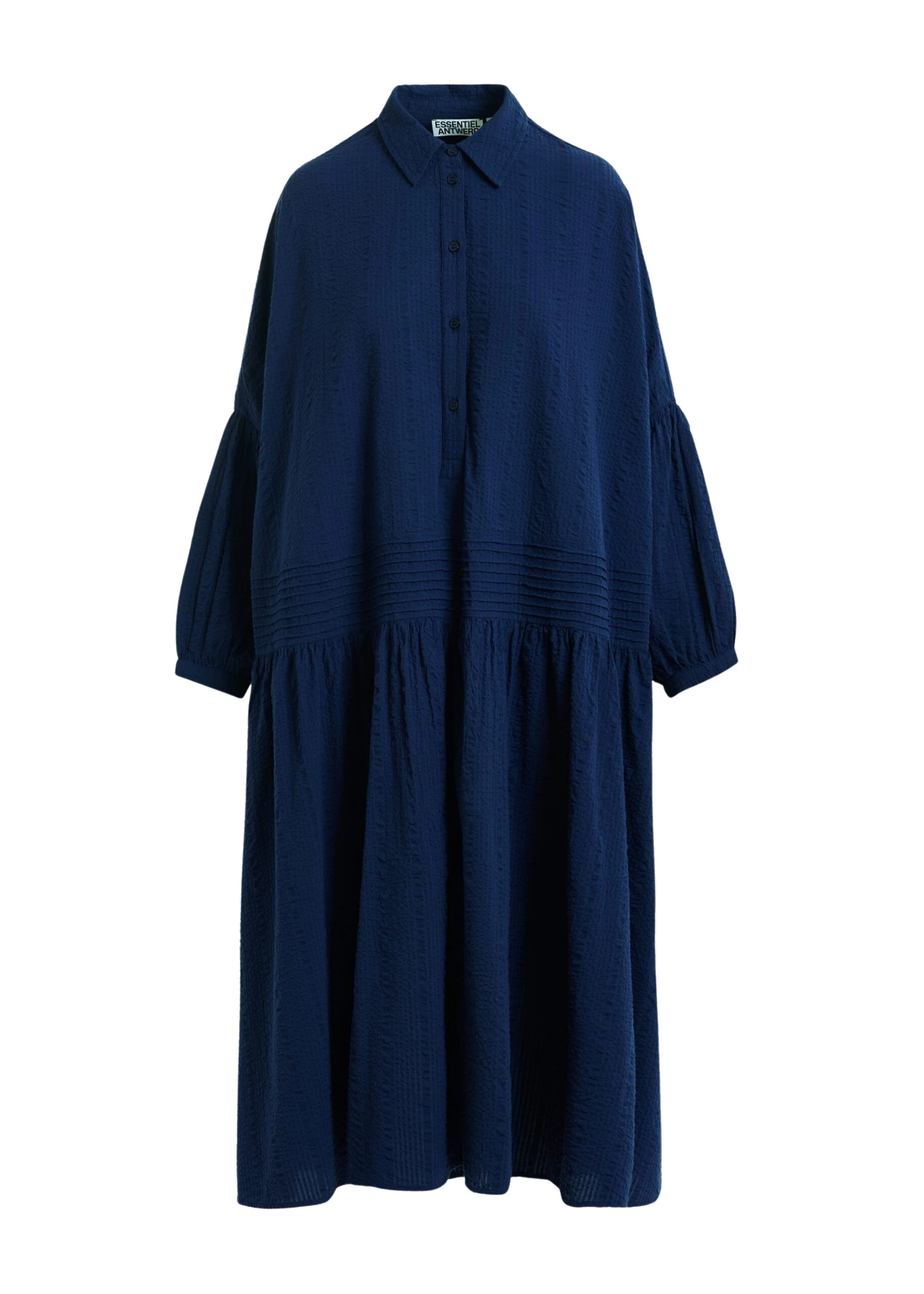 Essentiel-Antwerp-Dark-blue-shirt-dress-with-pleated-waist-scaled28498_nobg Dark blue shirt dress with pleated waist