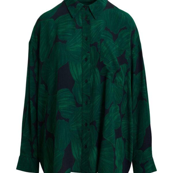Dark green and black printed oversized shirt