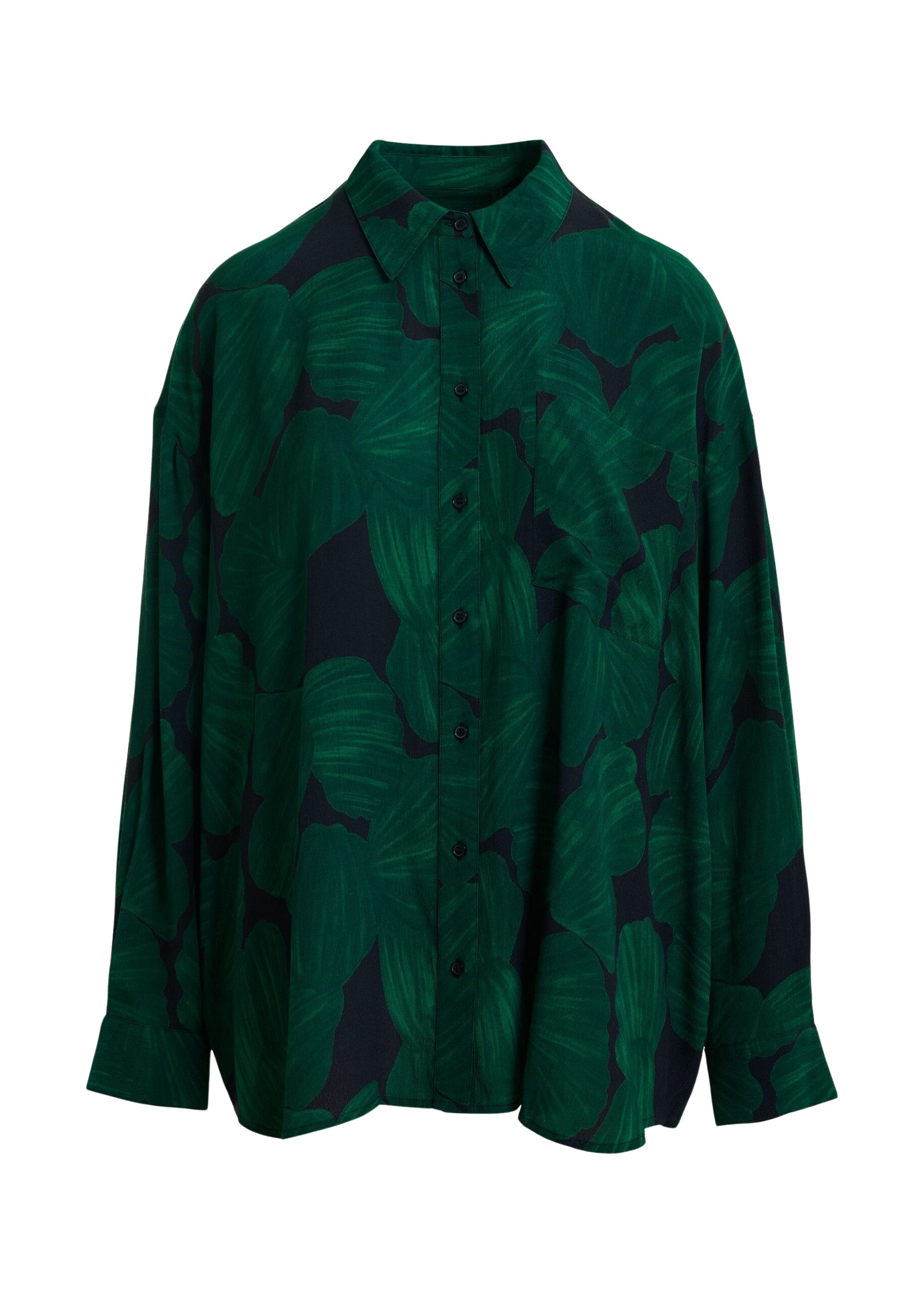 Dark green and black printed oversized shirt