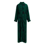 Dark green and black tropical print shirt dress with faux shirt sleeve detail