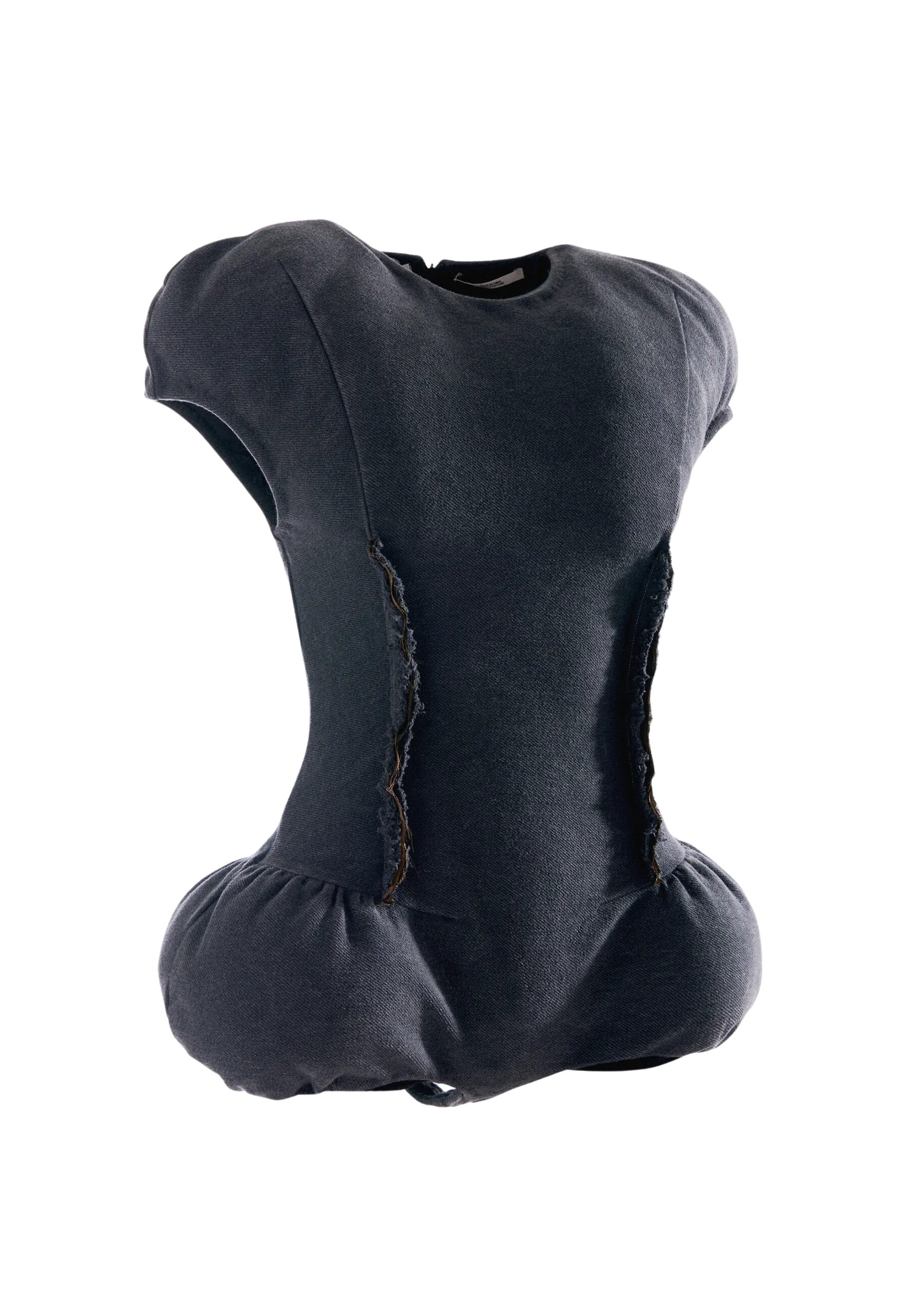 Dark grey sculpted jersey bodysuit with padded curves