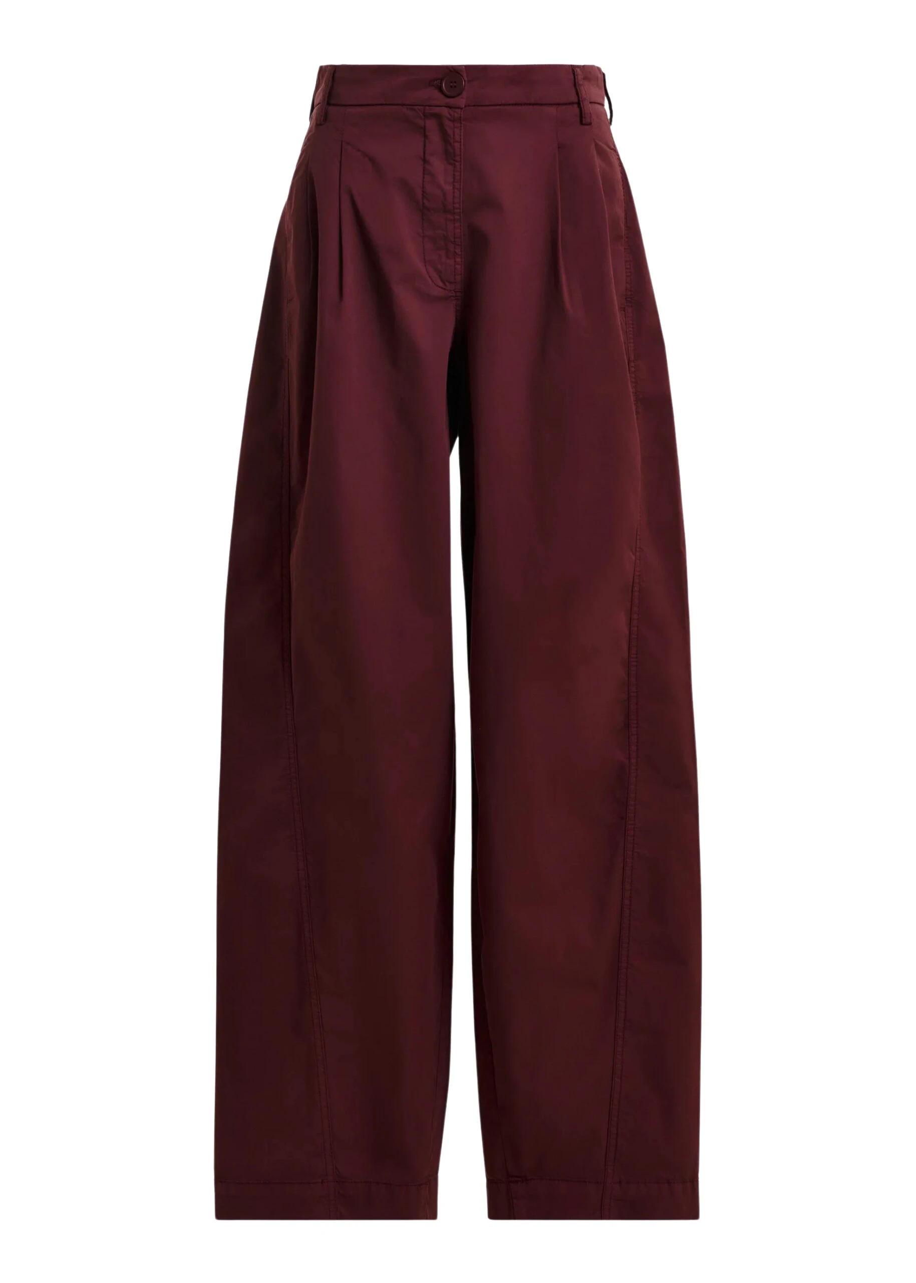 Essentiel-Antwerp-Dark-red-tapered-cotton-pants-with-twisted-seams-scaled88237_nobg Dark red tapered cotton pants with twisted seams