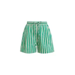 Green and cream striped shorts with rhinestone embellishments