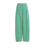 Green and cream striped tapered-leg pants