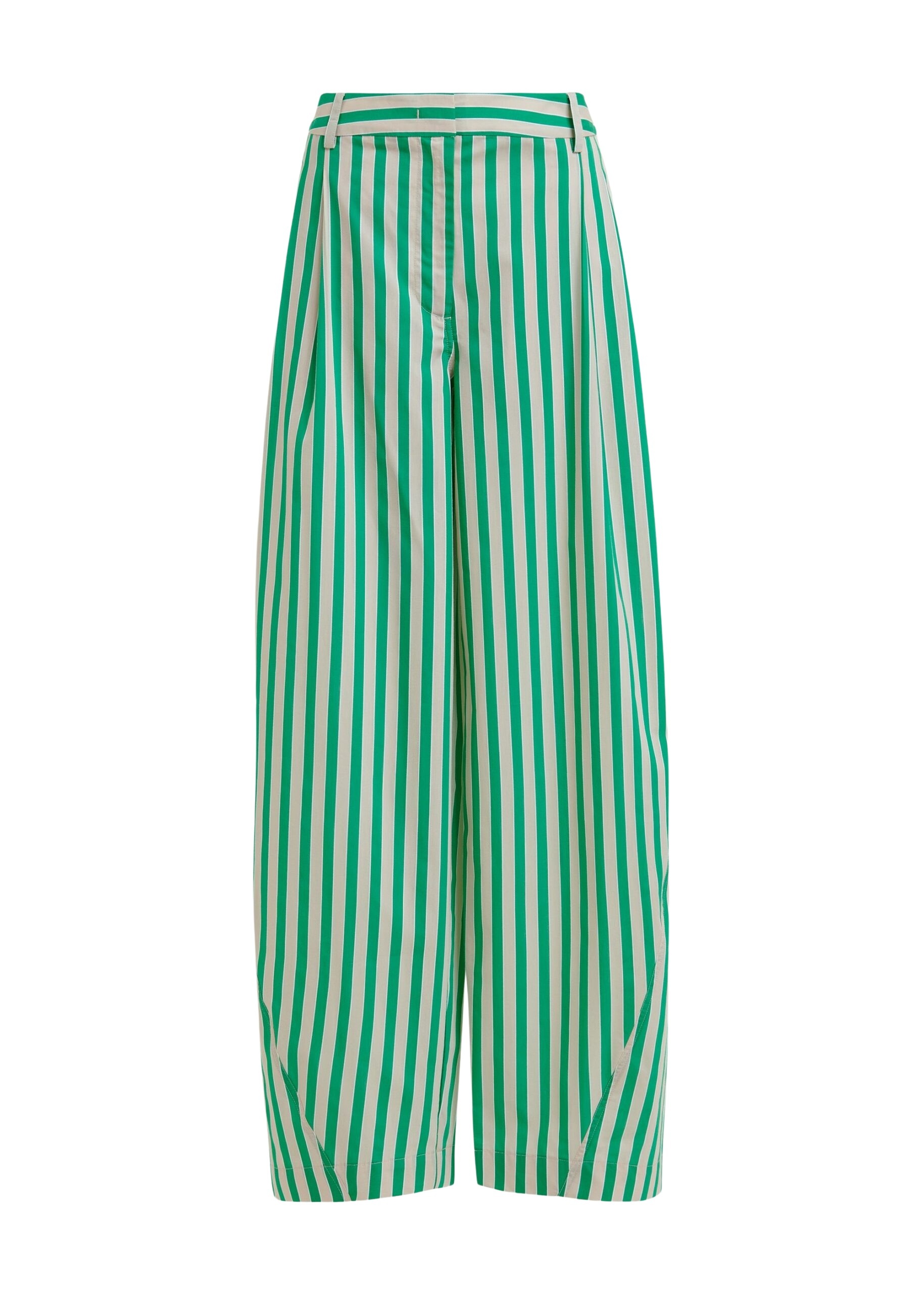 Green and cream striped tapered-leg pants