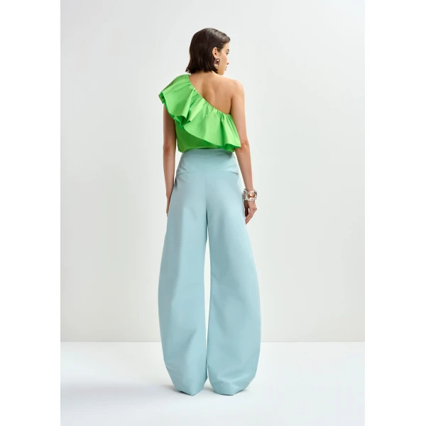 Essentiel Antwerp Green asymmetric ruffle top, view 5