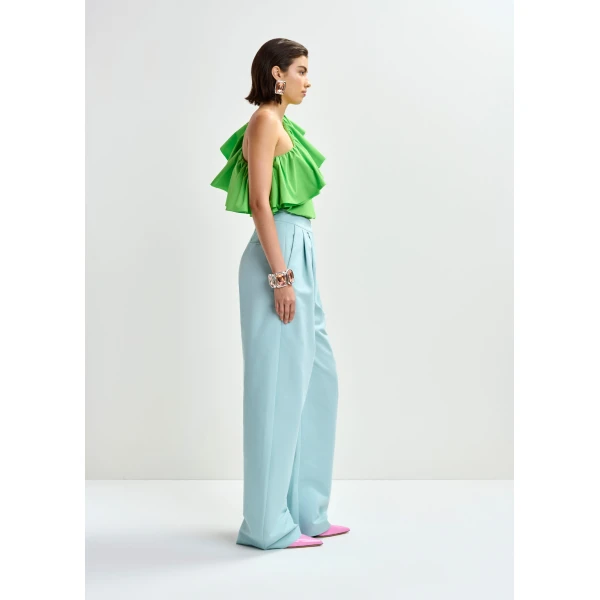 Essentiel Antwerp Green asymmetric ruffle top, view 6