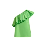Green asymmetric ruffle top