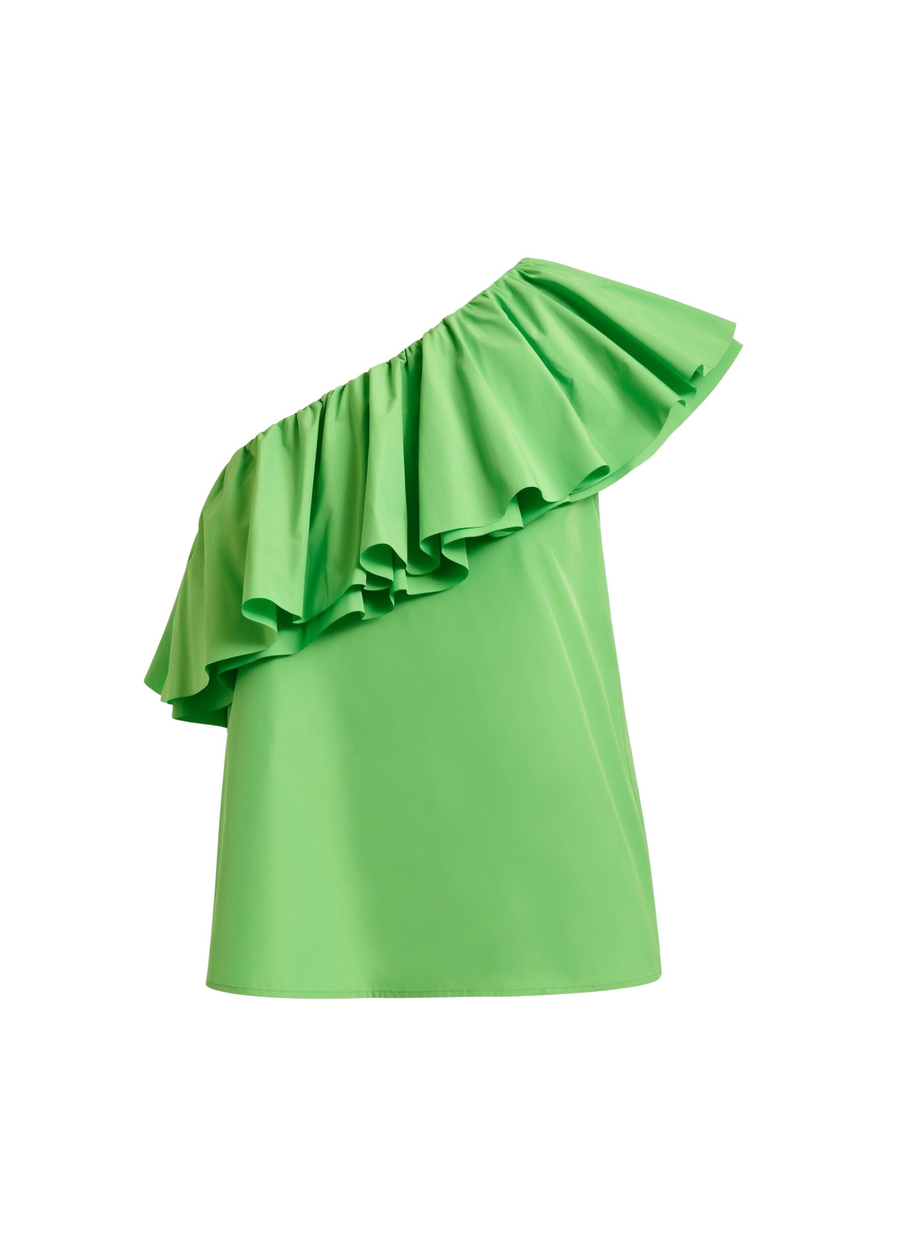 Green asymmetric ruffle top