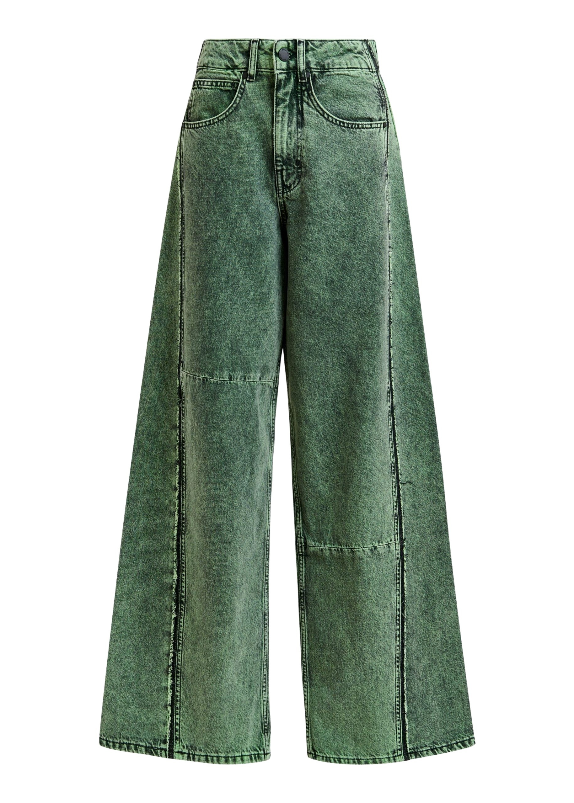 Essentiel Antwerp Green overdye wide-leg contrast panel jeans