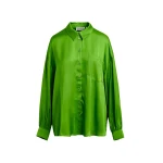 Green ruffle-trimmed oversized shirt