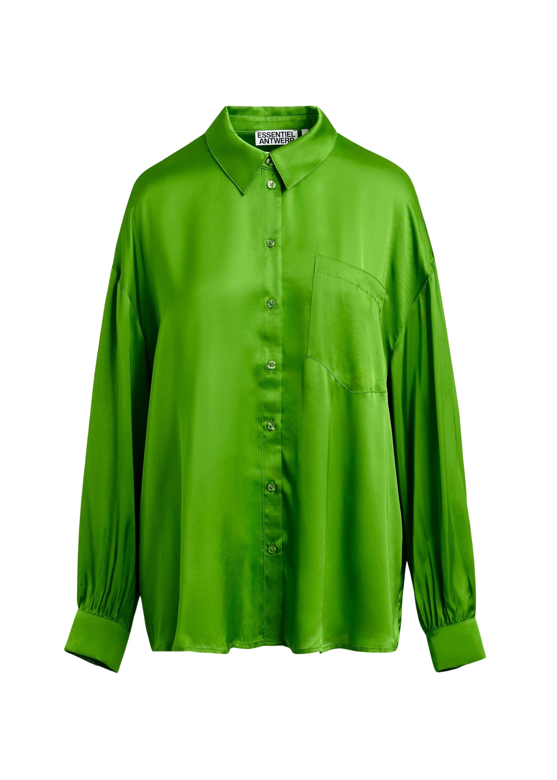 Green ruffle-trimmed oversized shirt
