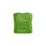 Green sculpted bustier top with smocked back