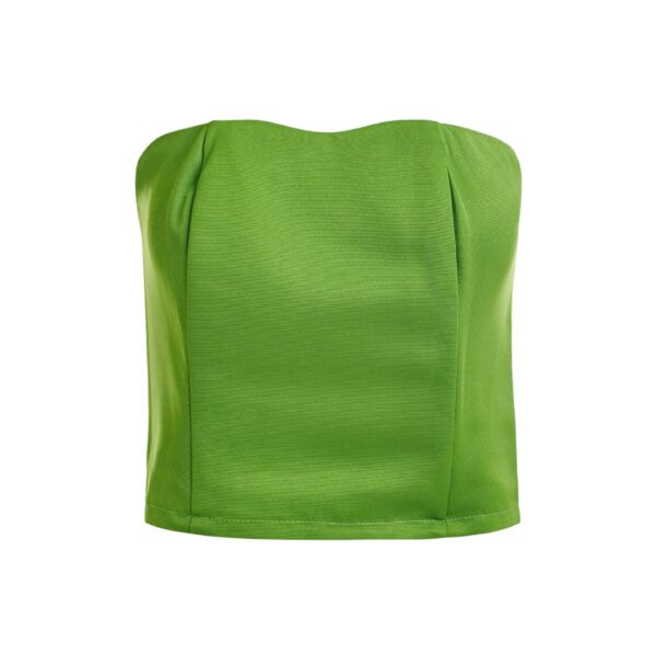 Green sculpted bustier top with smocked back
