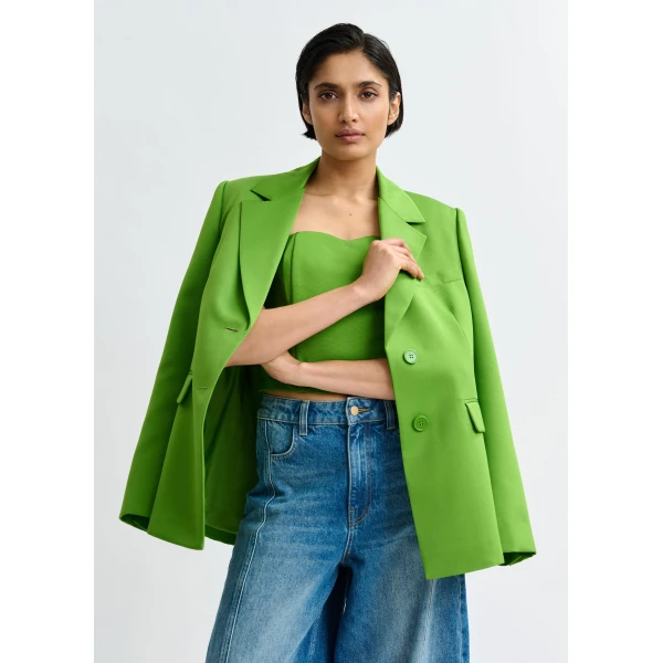 Essentiel Antwerp Green single-breasted blazer, view 2