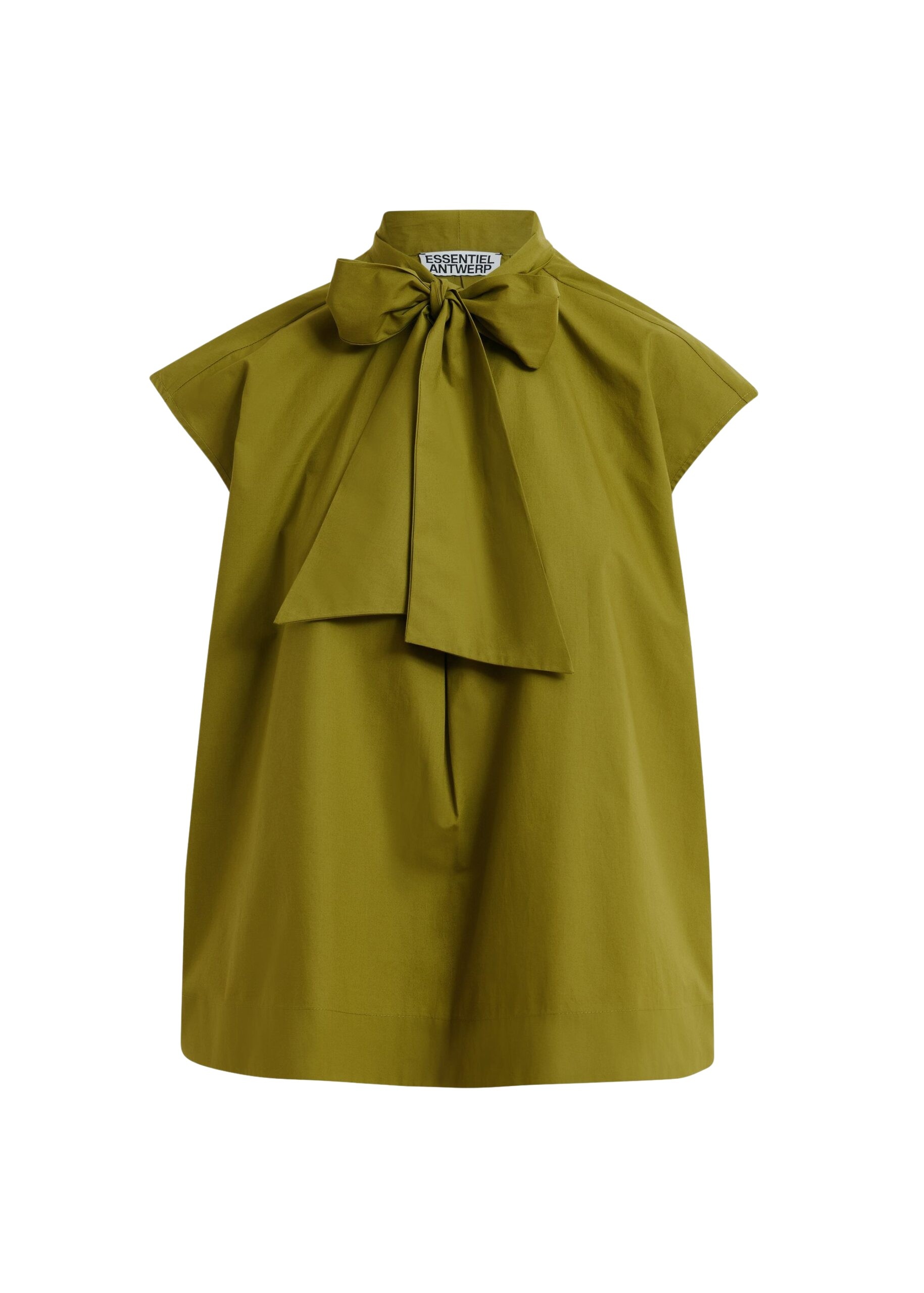 Green sleeveless top with tie neckline