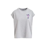 Grey cotton T-shirt with bead embroidery