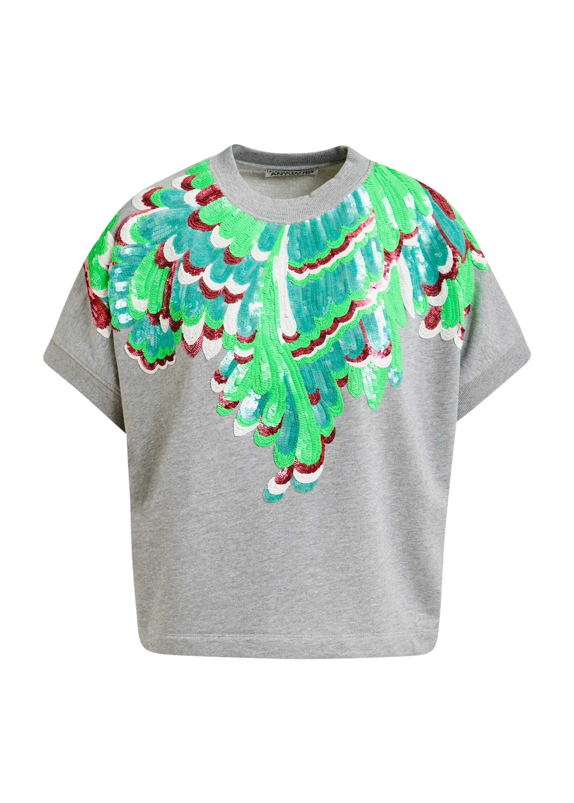Essentiel-Antwerp-Grey-cotton-sweatshirt-with-multicolor-feather-embellishments-scaled62042_nobg Grey cotton sweatshirt with multicolor feather embellishments