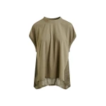 Khaki cap-sleeve organic cotton T-shirt