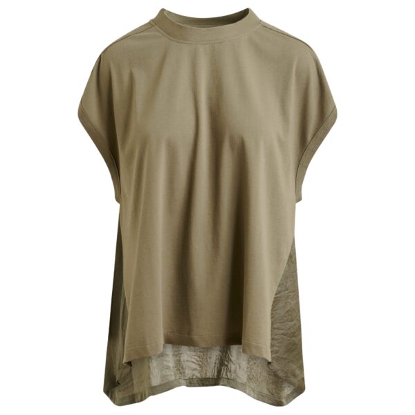 Khaki cap-sleeve organic cotton T-shirt