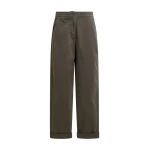 Khaki organic cotton-blend pants