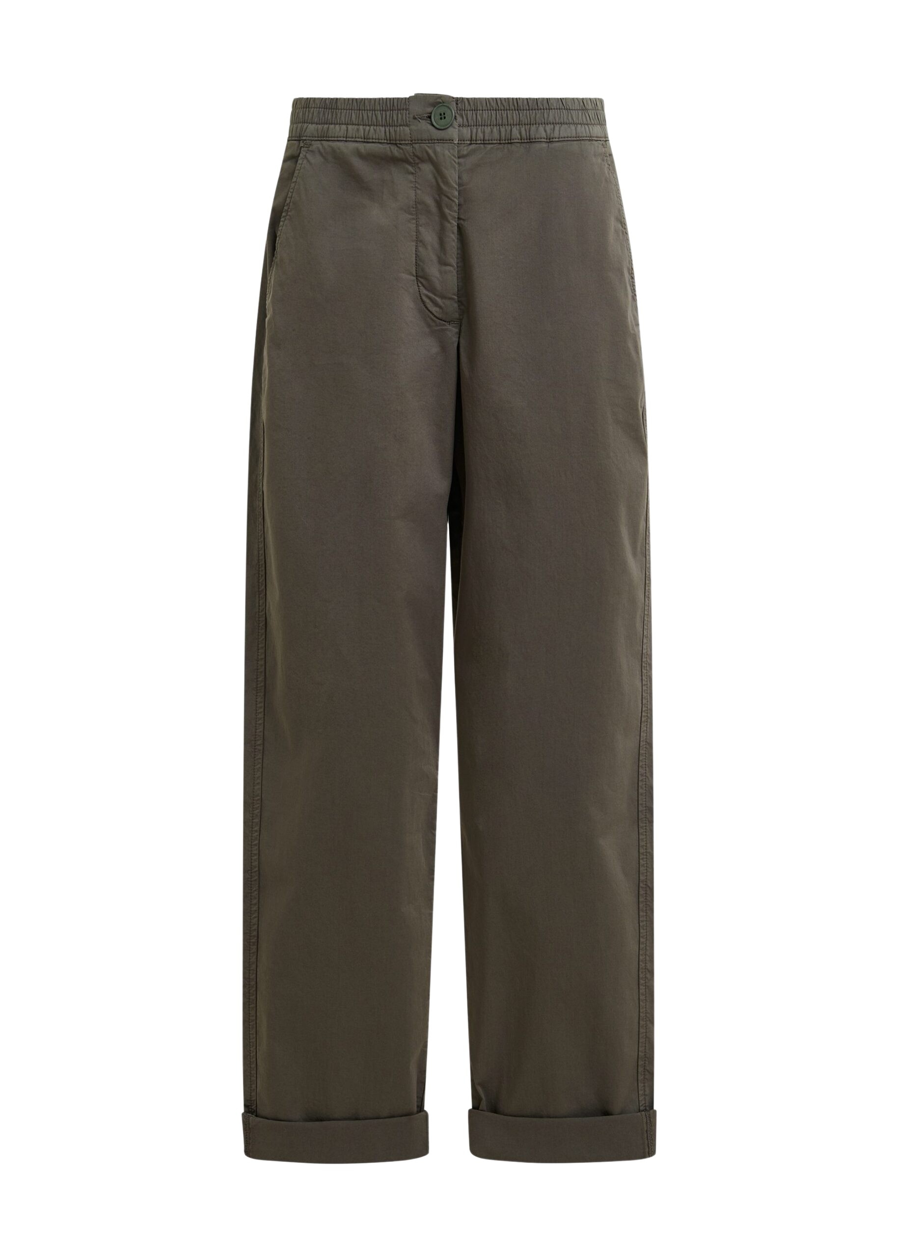 Khaki organic cotton-blend pants