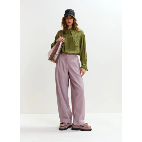 Essentiel Antwerp Khaki oversized tie-collar shirt, view 6