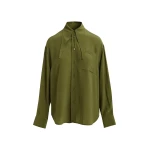 Khaki oversized tie-collar shirt