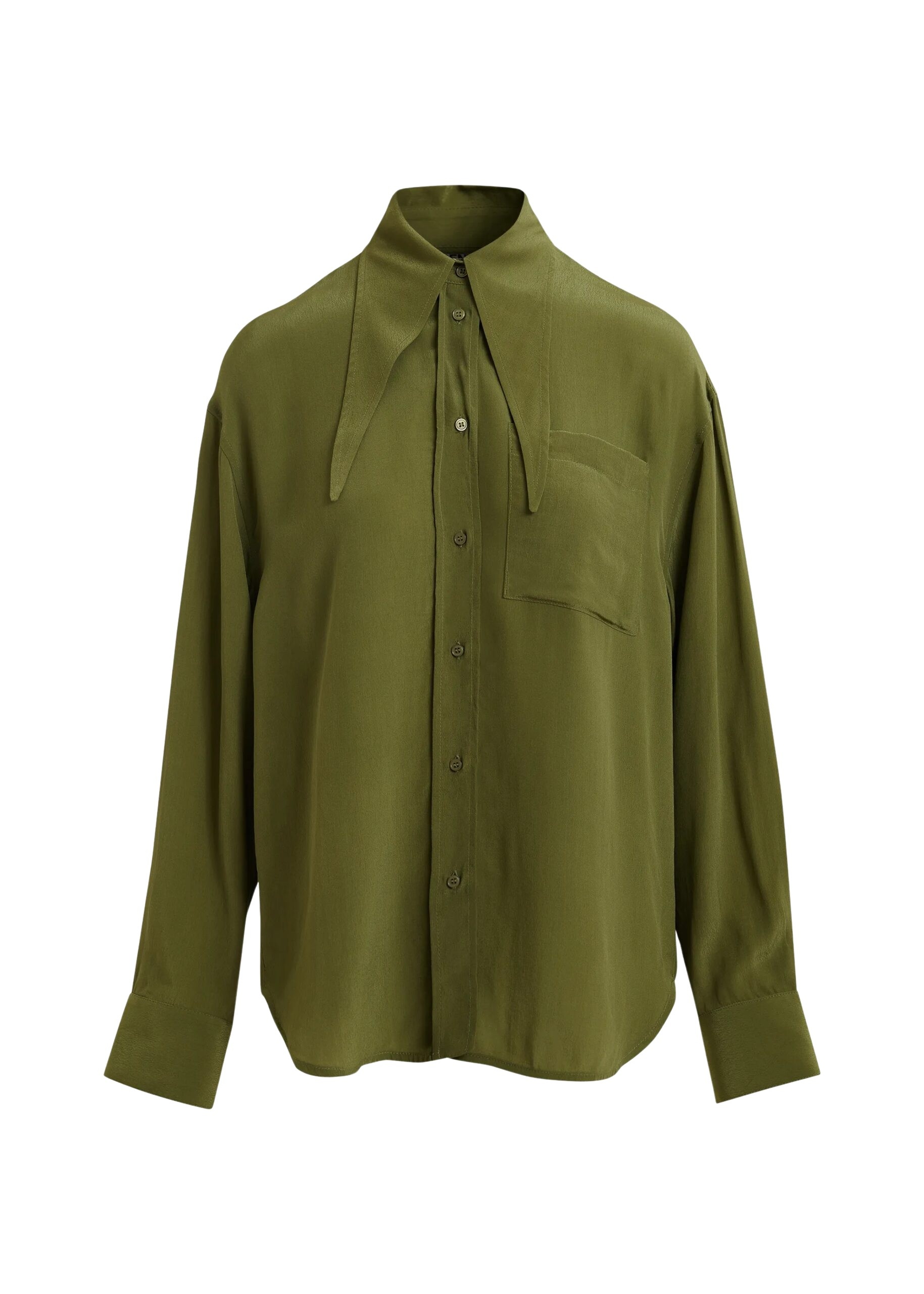 Khaki oversized tie-collar shirt
