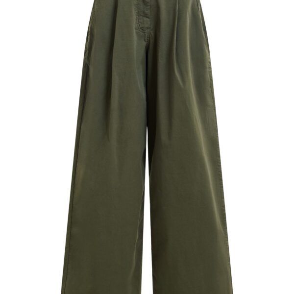 Khaki pleated wide-leg pants