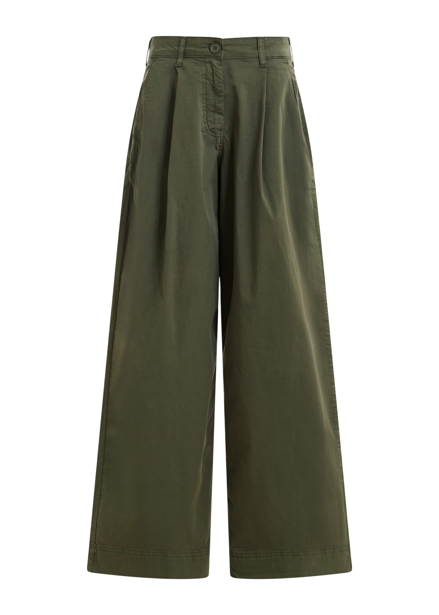 Khaki pleated wide-leg pants