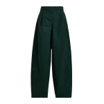 Khaki tapered cotton pants with twisted seams