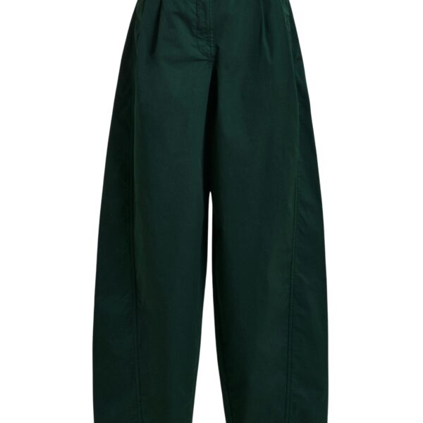 Khaki tapered cotton pants with twisted seams