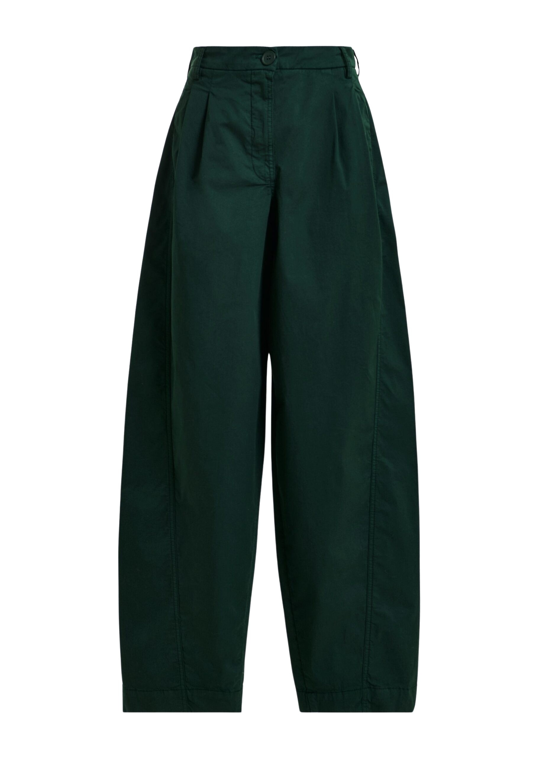 Khaki tapered cotton pants with twisted seams