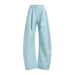 Light blue barrel-leg pants with pleated waist