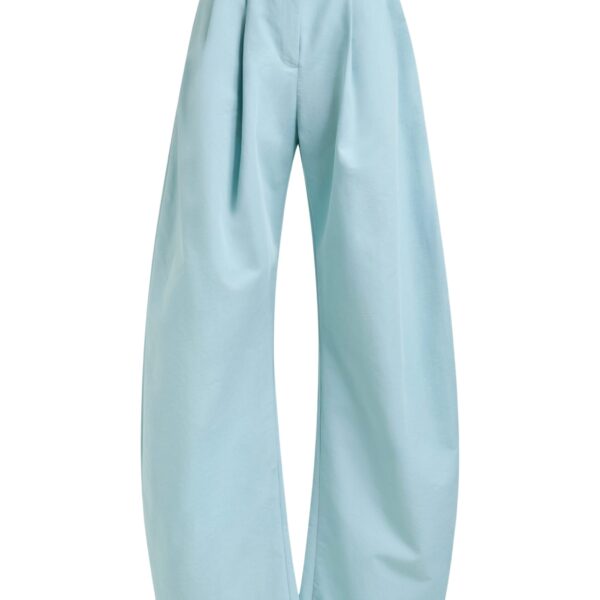 Light blue barrel-leg pants with pleated waist