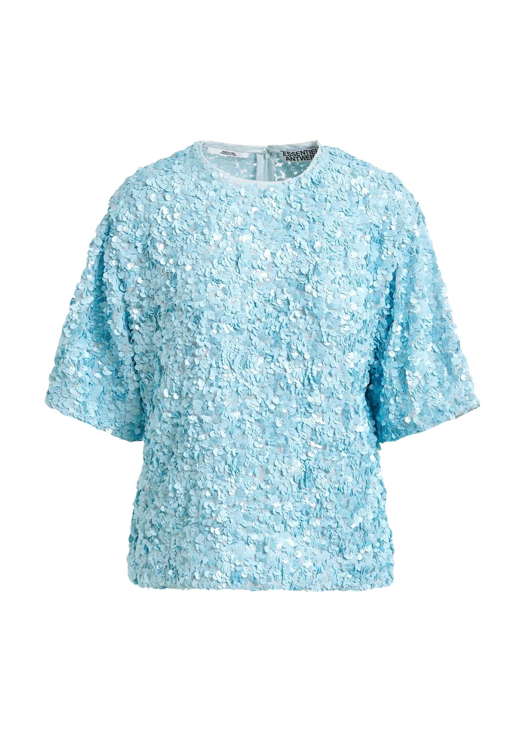 Light blue sequin-embellished top