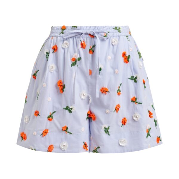 Light blue shorts with orange and green sequin